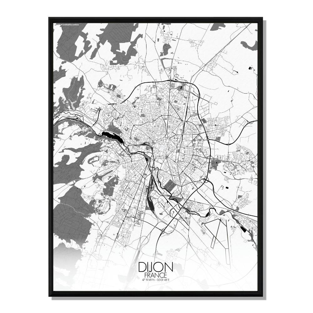 - Affiche Dijon Carte N&B 40x50