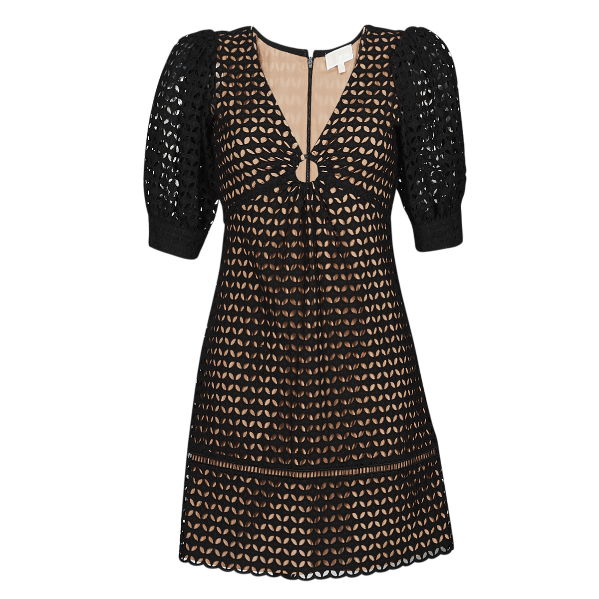 MICHAEL Michael Kors - GEO EYELET MINI DRESS - Black