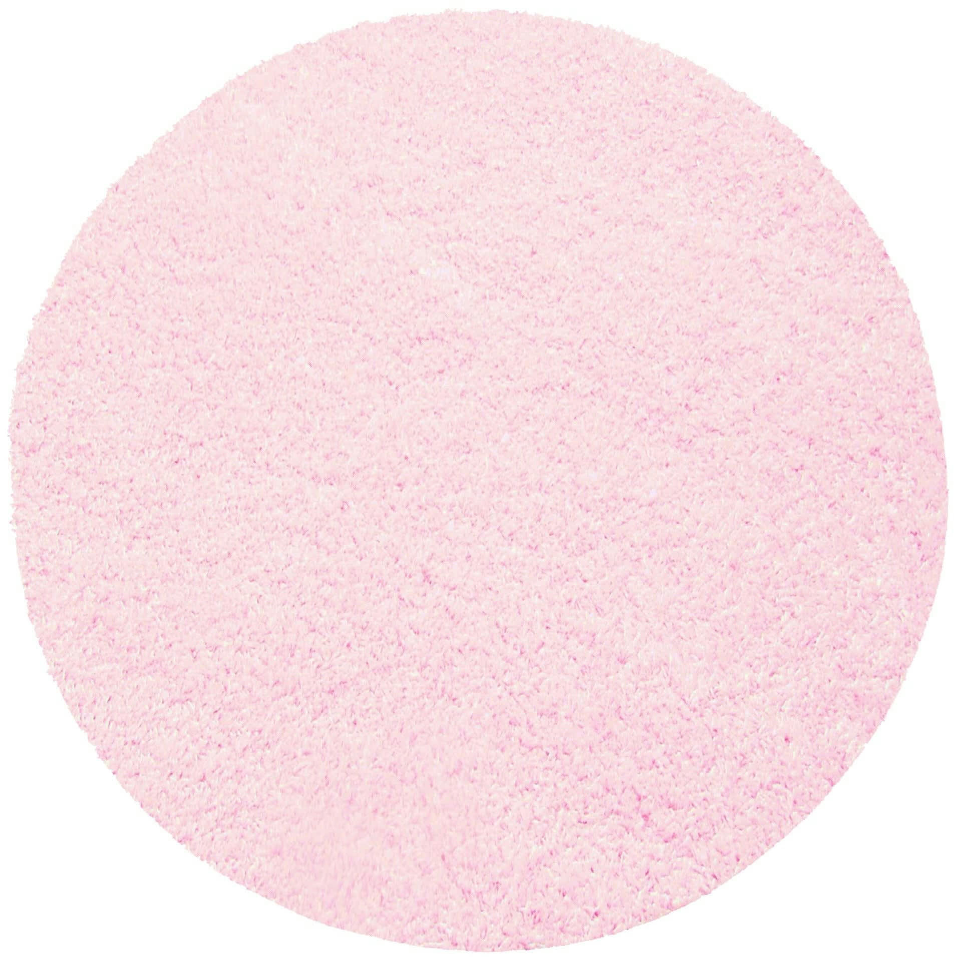 SHAGGY - Tapis uni rond rose 120x120cm