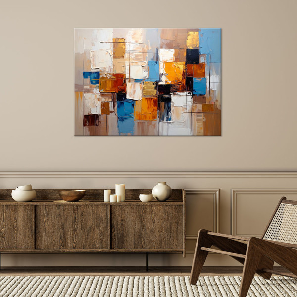 Feeby Obraz nowoczesny do salonu, Kolorowa Abstrakcja Kwadraty 60x40