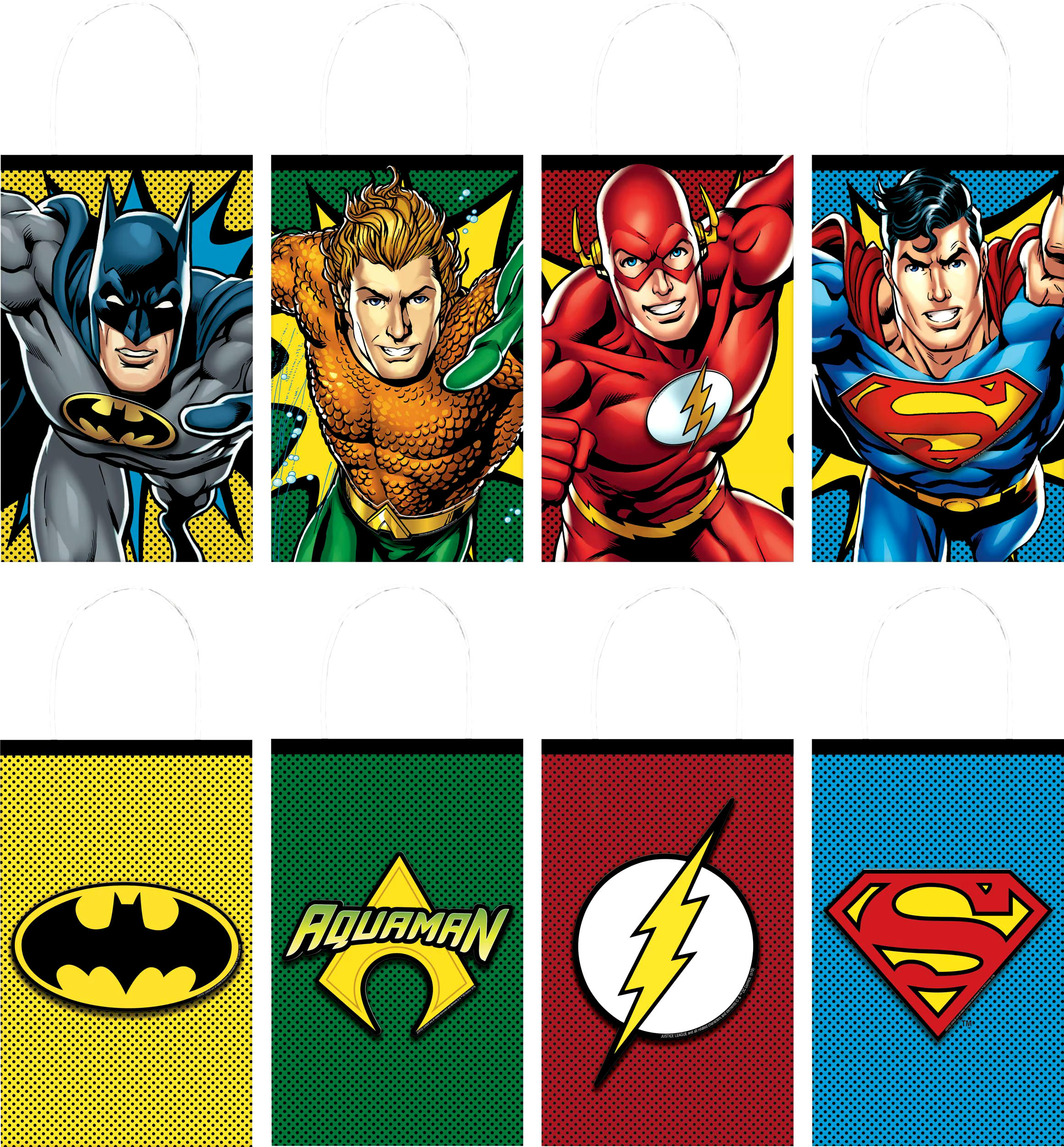 Justice League Heroes Unite Create Your Own Birthday Party Favour Bag Kit, 8-pk