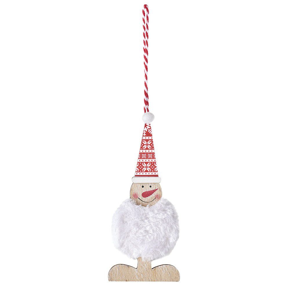 Suspension de No&euml;l Personnage en bois avec fourrure