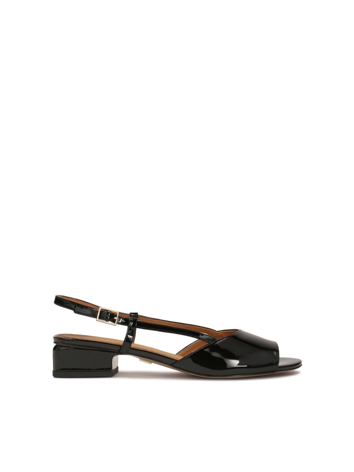 Patent leather low-heeled sandals