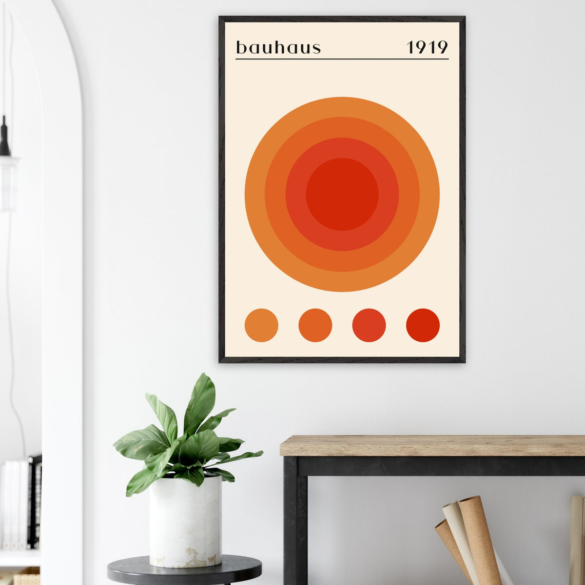 Artfulprints Poster Bauhaus - Orange dot  - 70x100 cm - Oranje