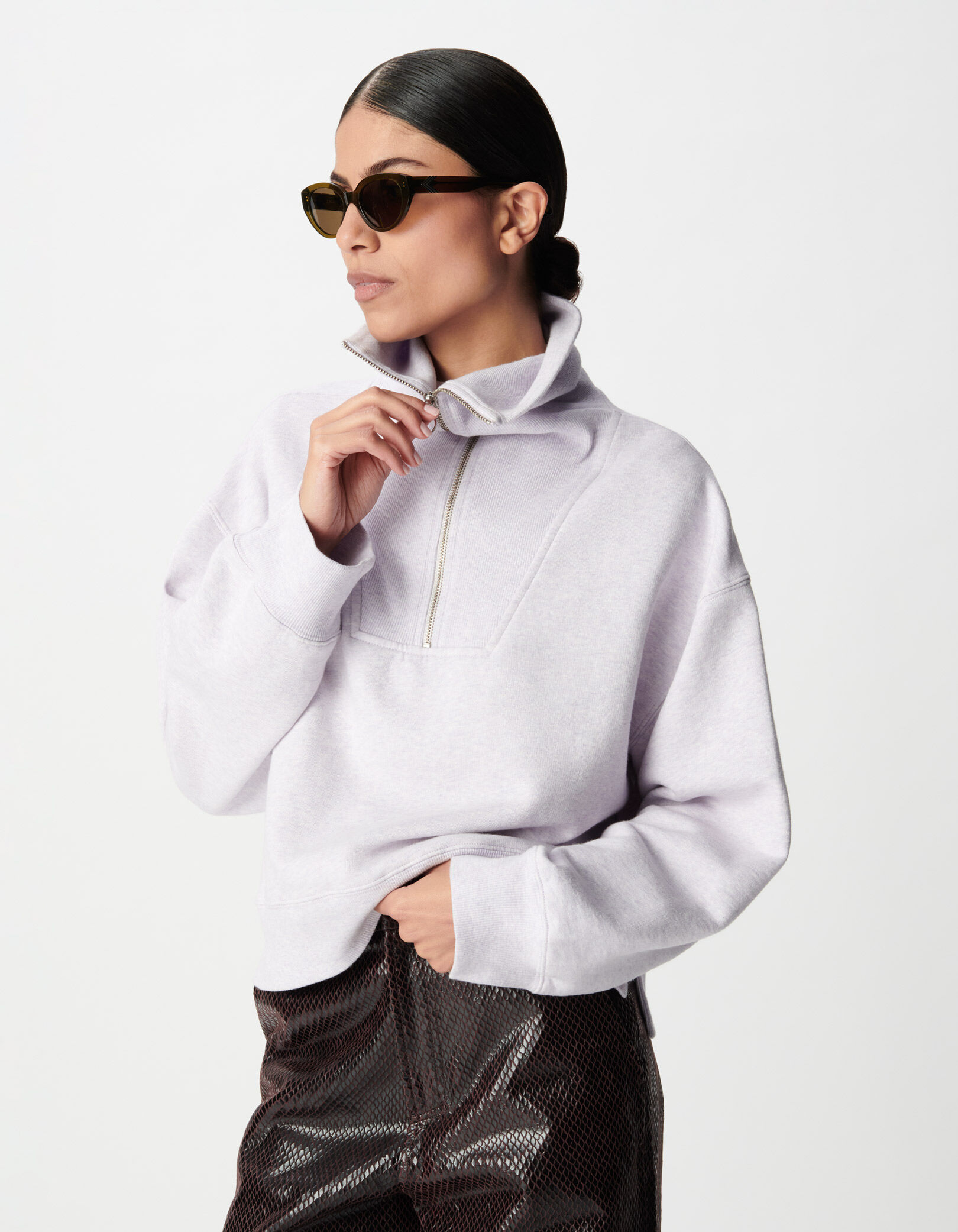 Sweat col camionneur lilas Femme