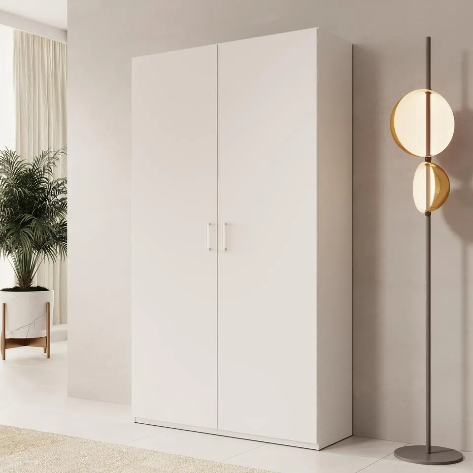 Meubella - Havron - Kledingkast 2 deurs - Wit - 120x42x211 cm