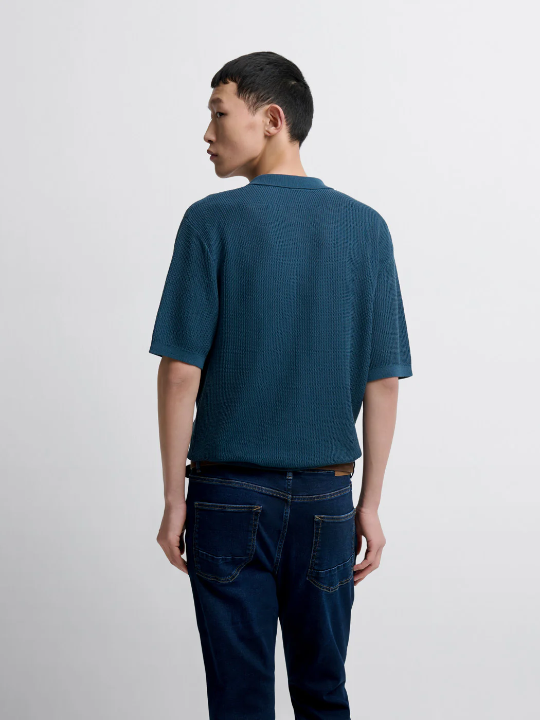 Polo maille col ouvert en coton bio