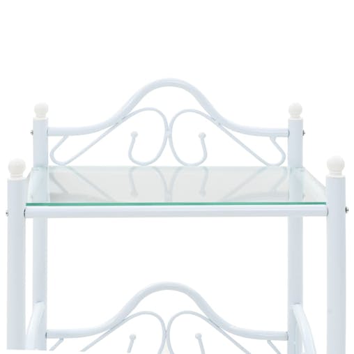 NNEVL Bedside Table Steel and Tempered Glass 45x30.5x60 cm White
