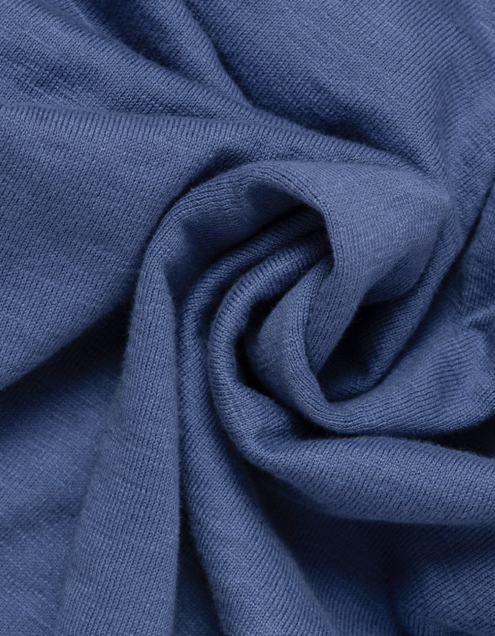 Pull bleu coton bio tricot fin flammé Homme