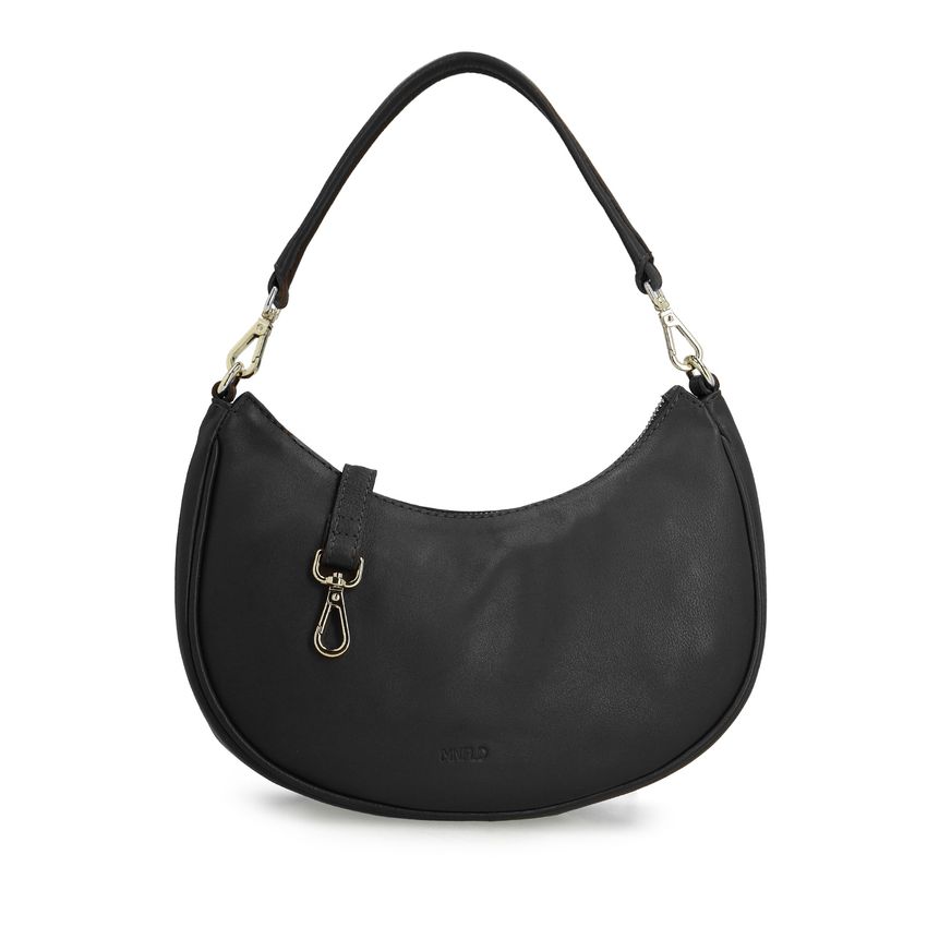 Manfield Zwarte leren handtas