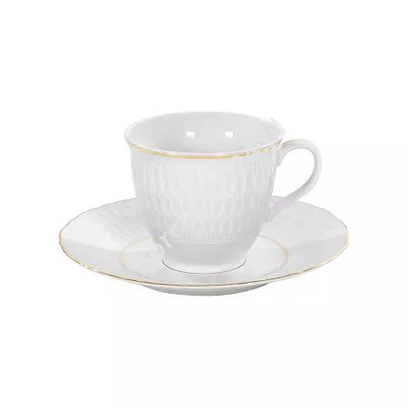 Komplet 6 filiżanek ze spodkiem 0,25 L / 15,7 cm (12el) Ćmielów - Sofia 3604 Złoto