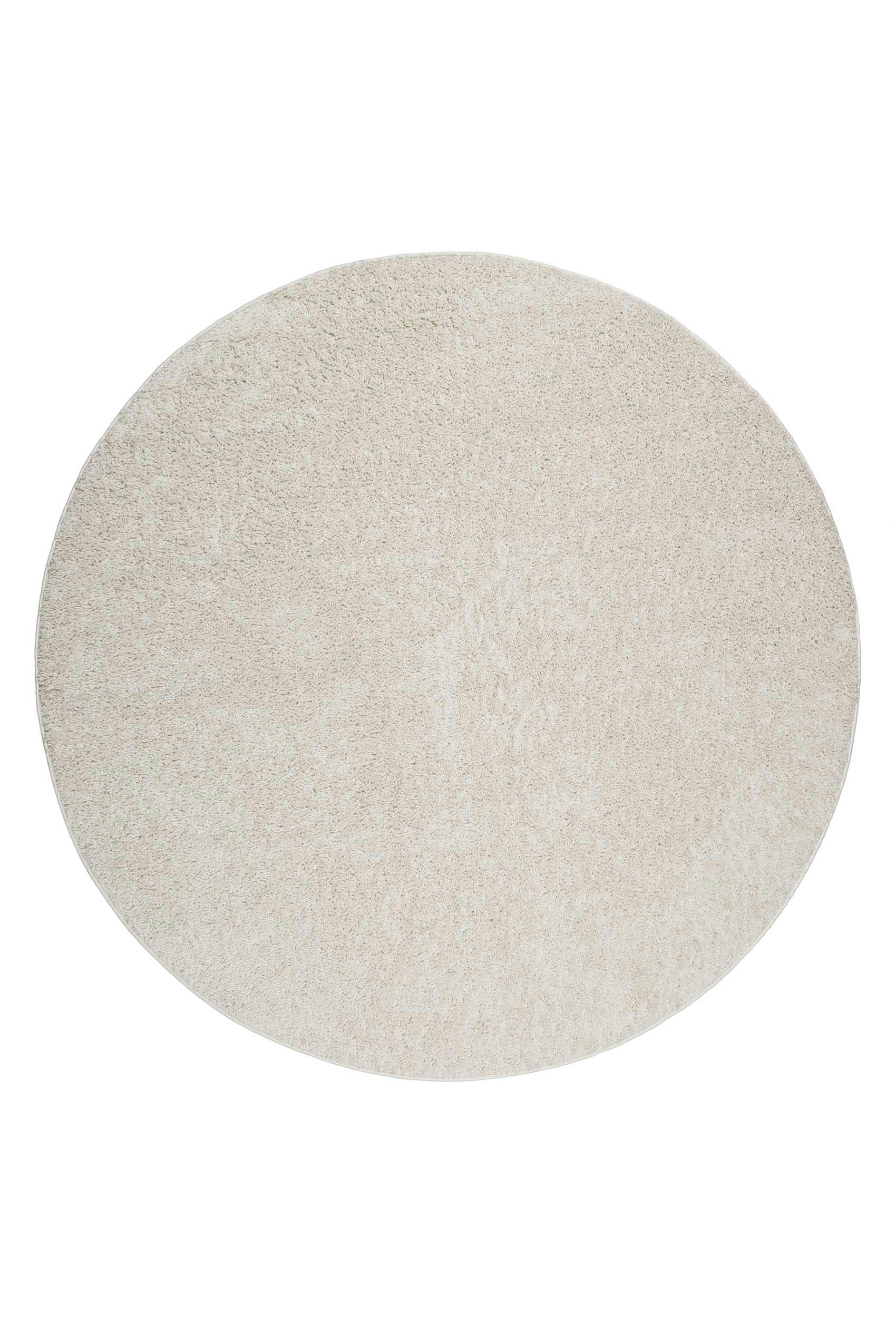 #WHISPER SHAG - Tapis rond poils longs effet bouclette blanc crème 80 rd.