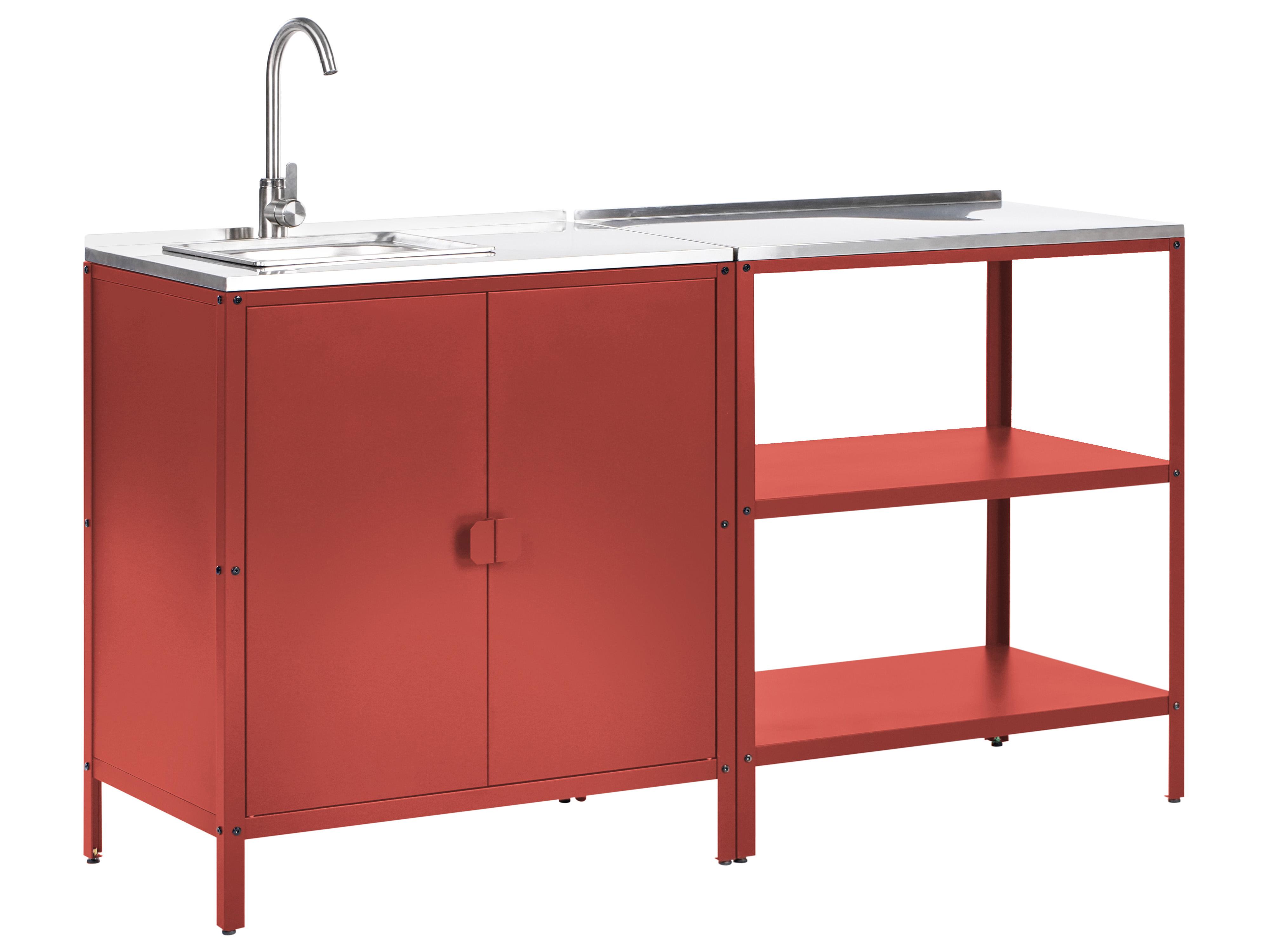 2 Piece Outdoor Kitchen Set with Sink VILAMA Metal Red