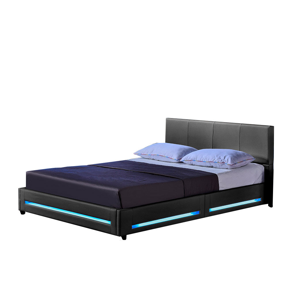 Home Deluxe LED bed ASTEROID donkergrijs 90 x 200 cm