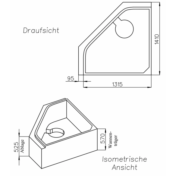 Wannenträger »Ancona«, BxHxL: 141 x 57 x 141 cm, weiß