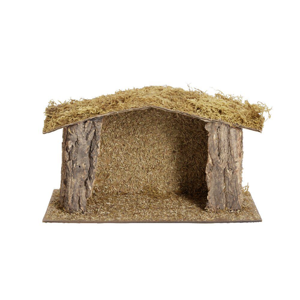 Crèche de No&euml;l en bois et mousse 37x18xH22cm