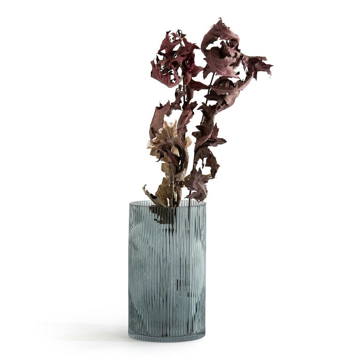 Vase verre rainuré droit H22,5 cm, Afa