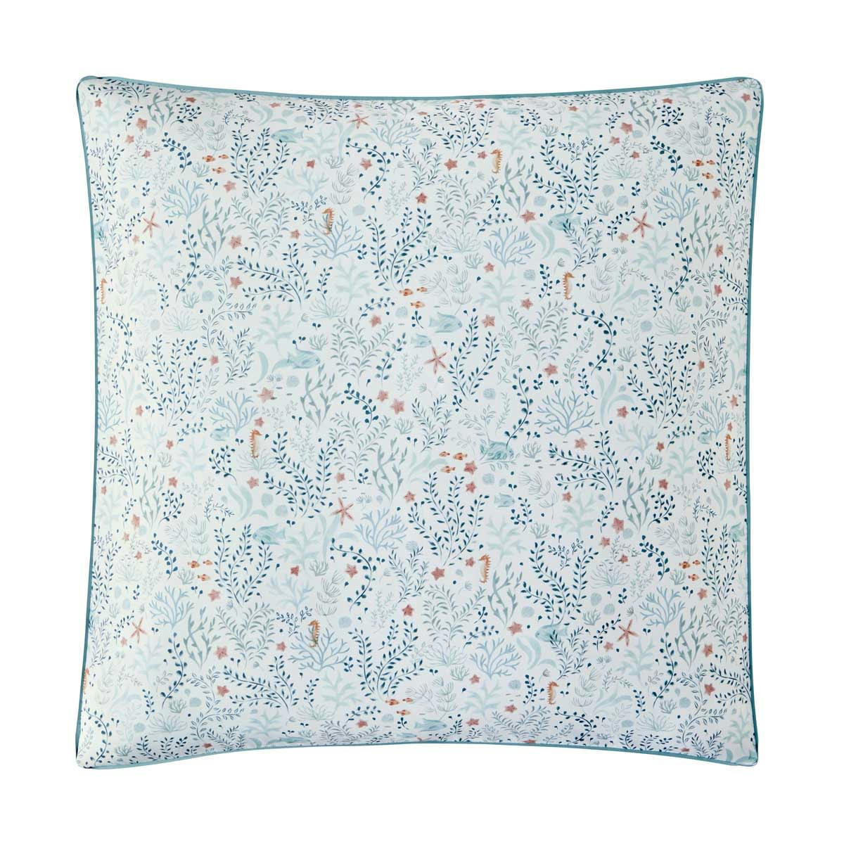 SOUS L'OCÉAN - Taie d'oreiller en percale de coton bleu 65x65