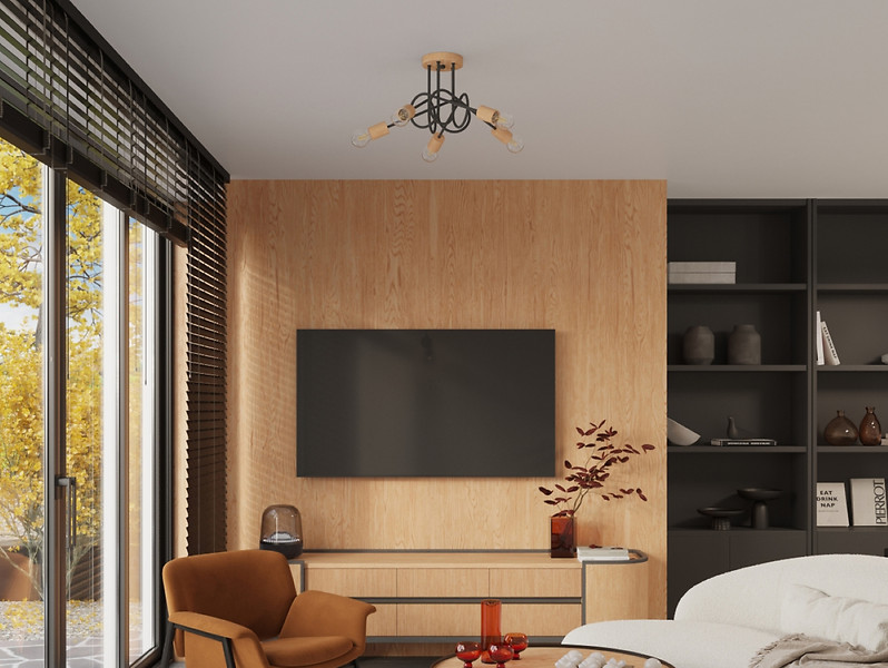 Lampa sufitowa Ember5-punktowa stalowa czarna