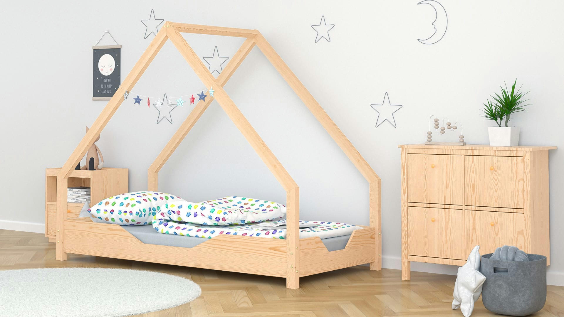 - Lit simple en pin massif 200x90 naturel