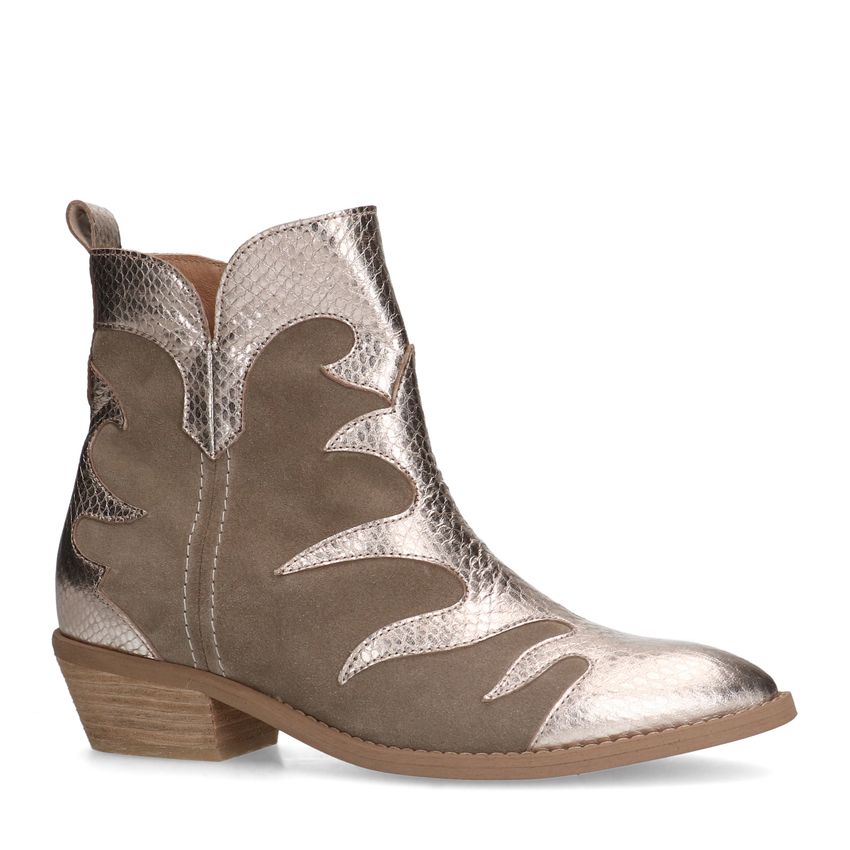 Manfield Taupe suède cowboylaarzen met metallic details