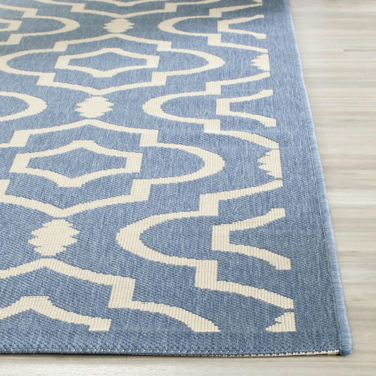 COURTYARD - Tapis interieur & exterieur en bleu & beige, 201 x 290 cm