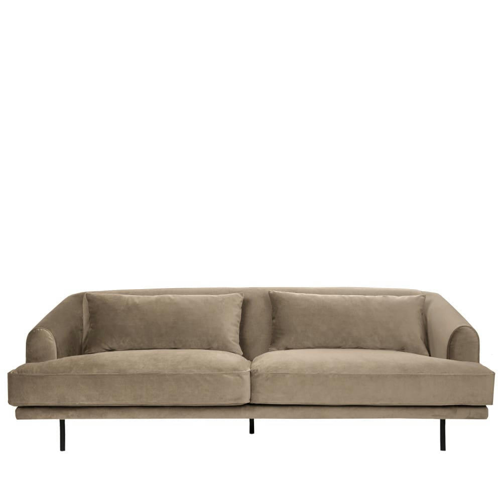 WINSEN - Canapé 4 places en velours pieds droits en métal beige