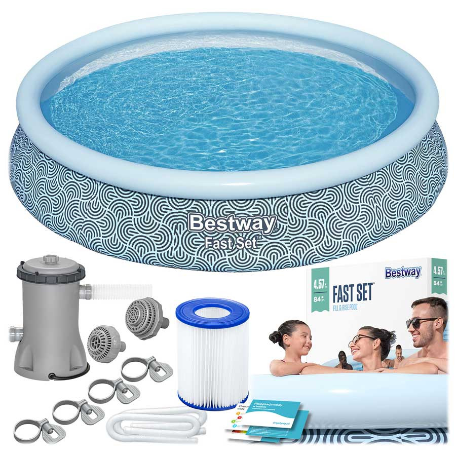 Basen ogrodowy rozporowy Bestway rodzinny dla dzieci 457x84 cm pompa 9w1