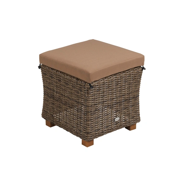 Hocker »Toskana«, BxHxT: 66 x 46 x 66 cm, Aluminium/Kunststoffgeflecht/Akazienholz