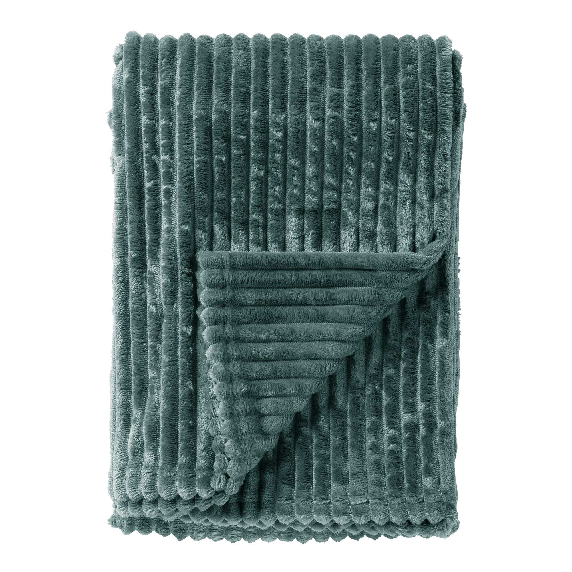 MARTHY - plaid 140x180 cm - zacht ribfluweel - corduroy - Sagebrush Green - groen