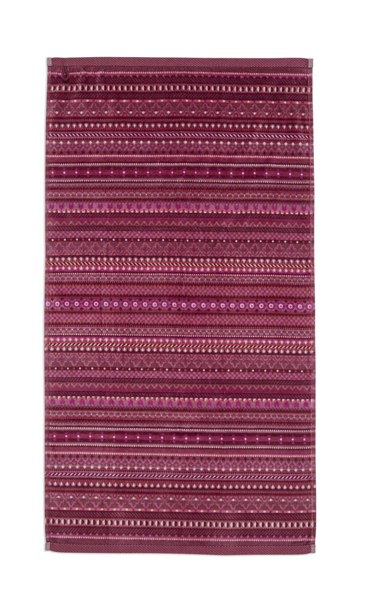 Pip Studio handdoek Geometric Print - 55x100 cm - donker roze