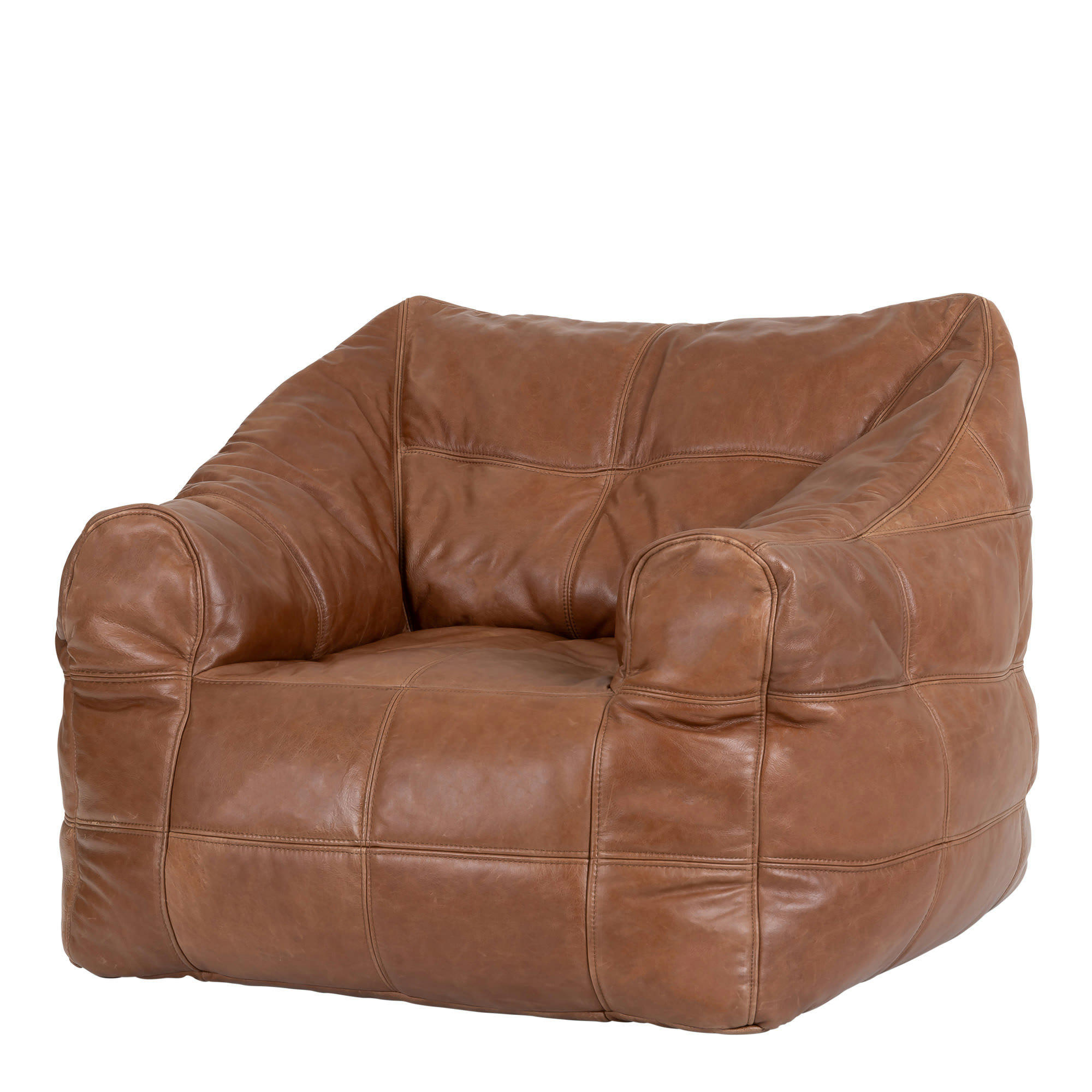 - Pouf fauteuil cuir marron