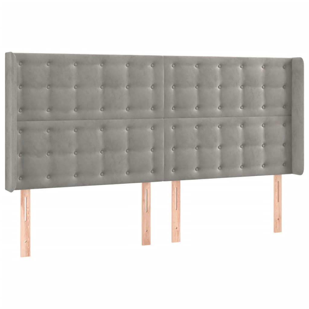 Wezgłowie Szary 183 x 16 x 118/128 cm Aksamit vidaXL