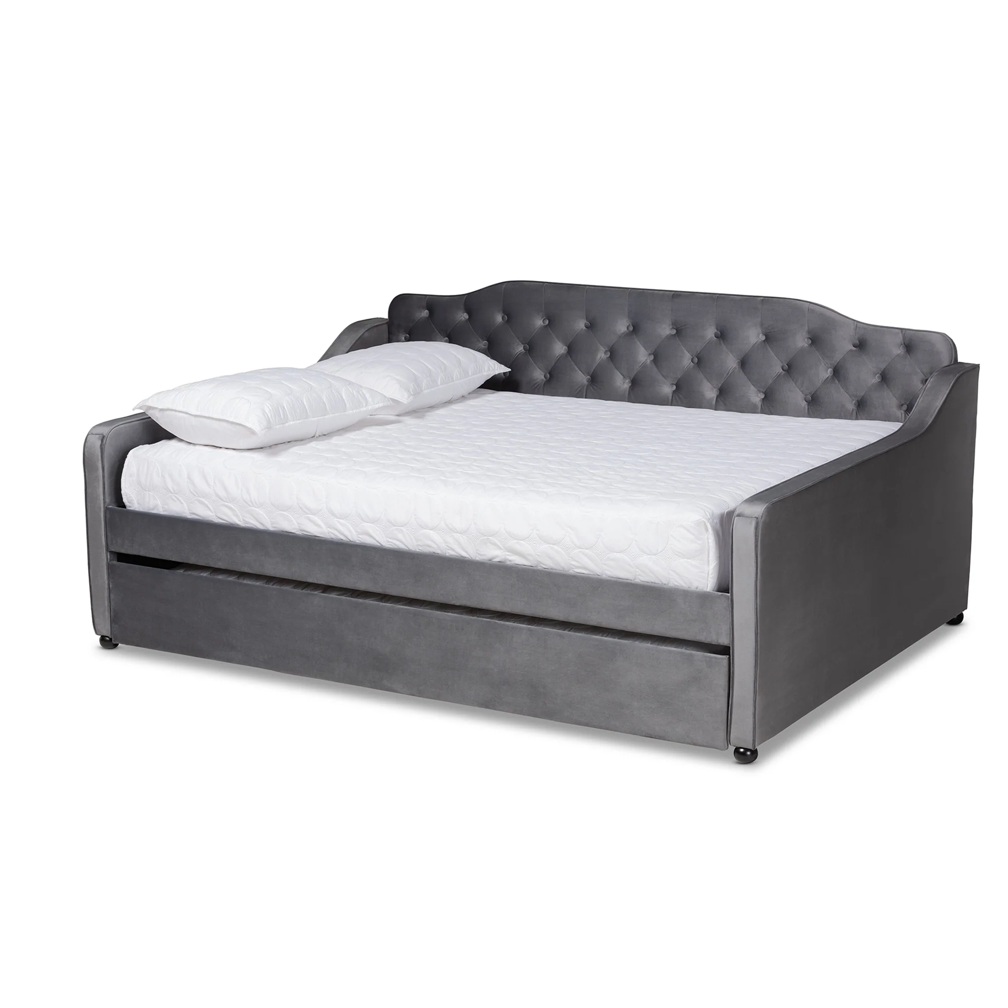 Silver Orchid Titus Contemporary Tufted Velvet Daybed with Trundle