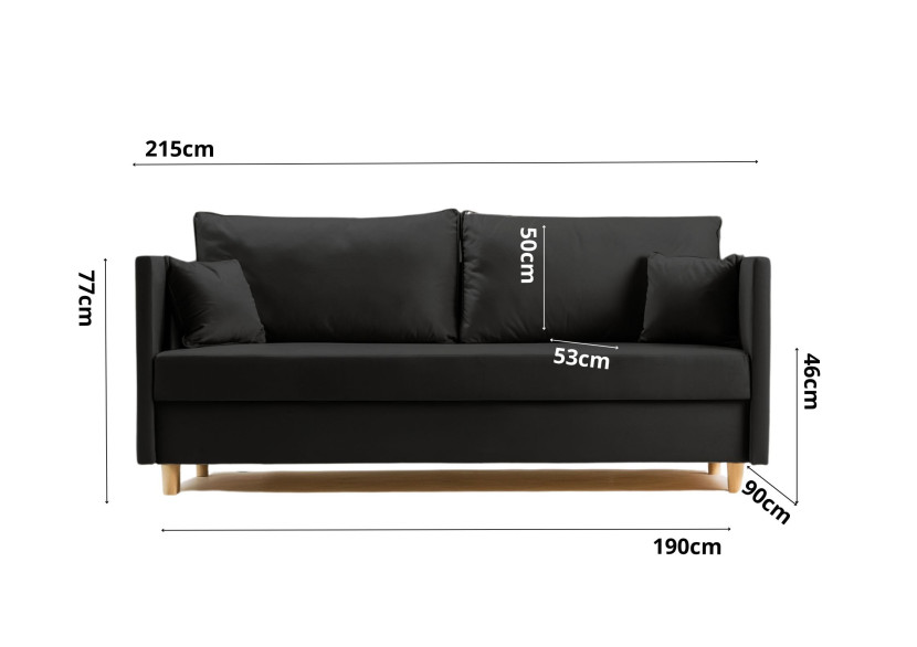 Sofa Rozkładana Trzyosobowa z Pojemnikiem SECCO Zielona z Funkcją Spania
