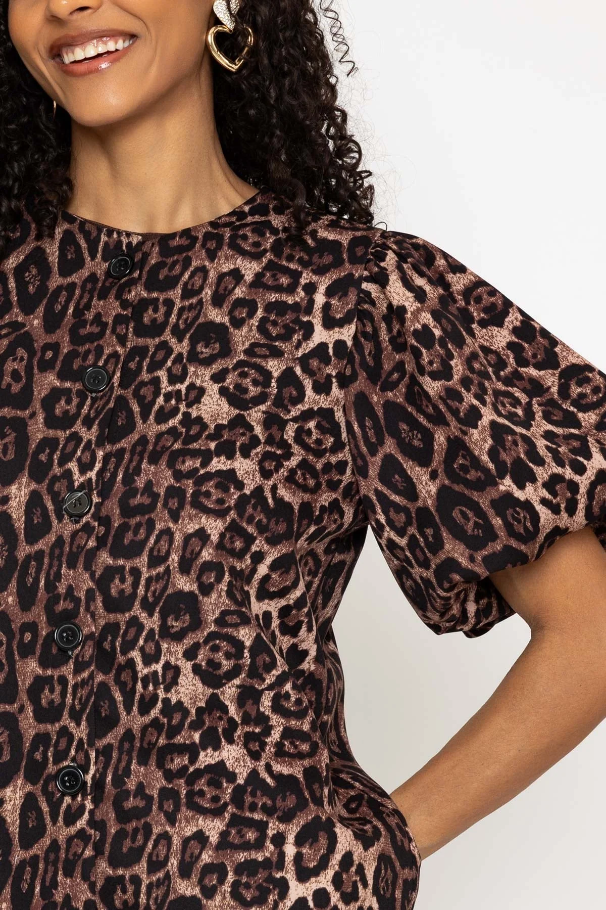 Animal Printed Tara Short Sleeve Blouse