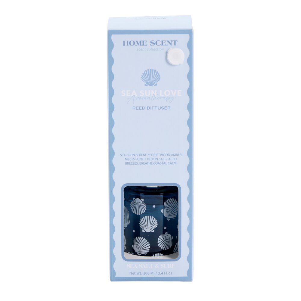 Diffuseur à bâtonnets 100ml motif bord de mer bleu Ø2,5xH9,5cm (2 modèles)