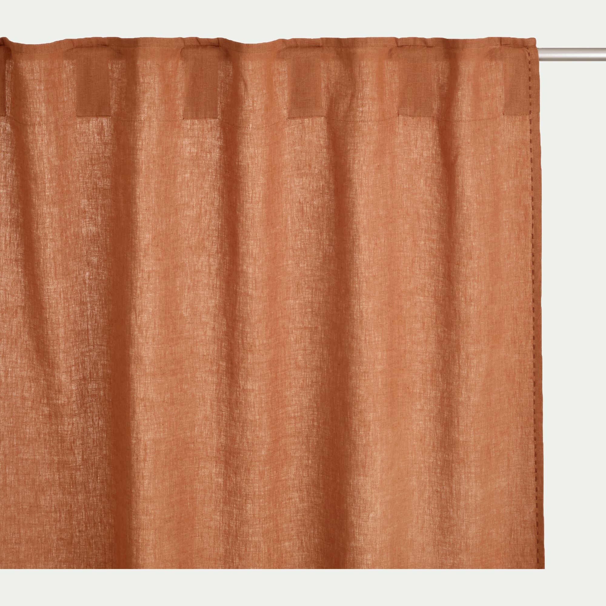 VINON - Rideau à pasants cachés en lin lavé finition surpiqure 140x260cm - brun rustrel