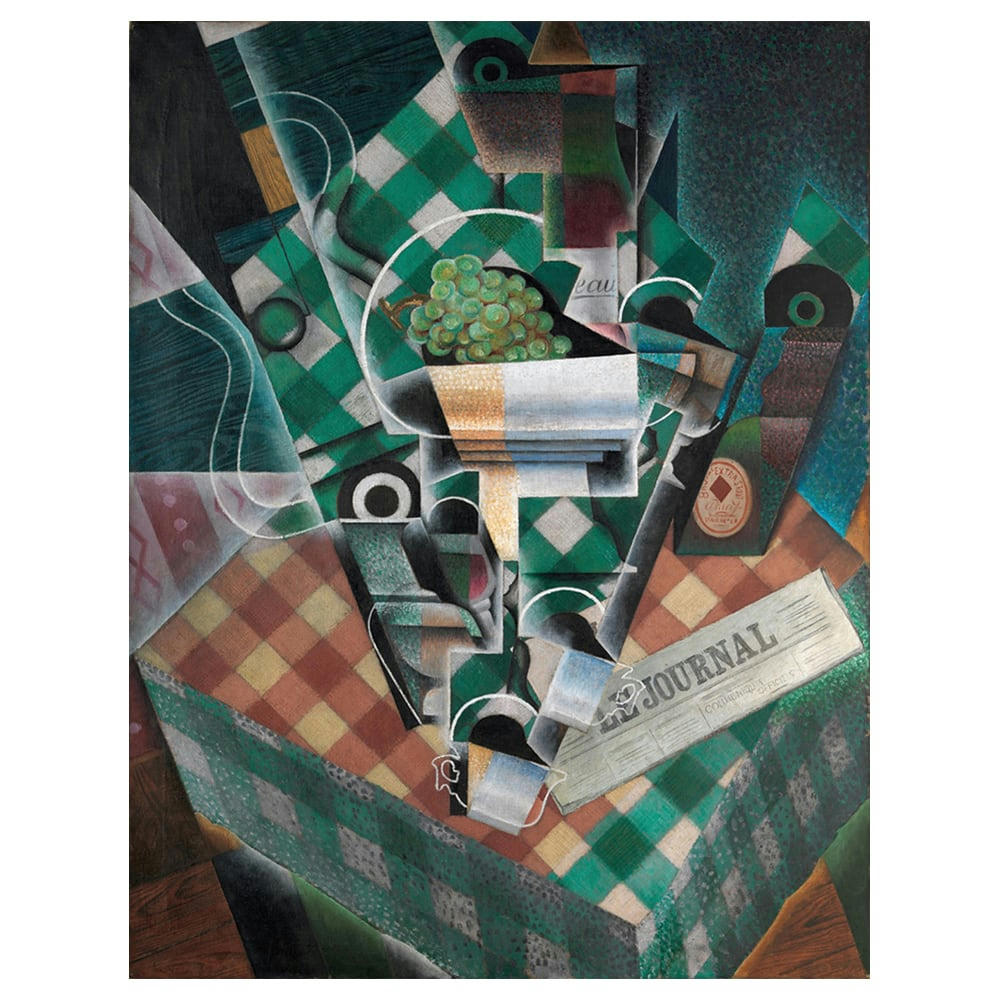 - Tableau nature morte à la nappe à carreaux Juan Gris 80x100cm