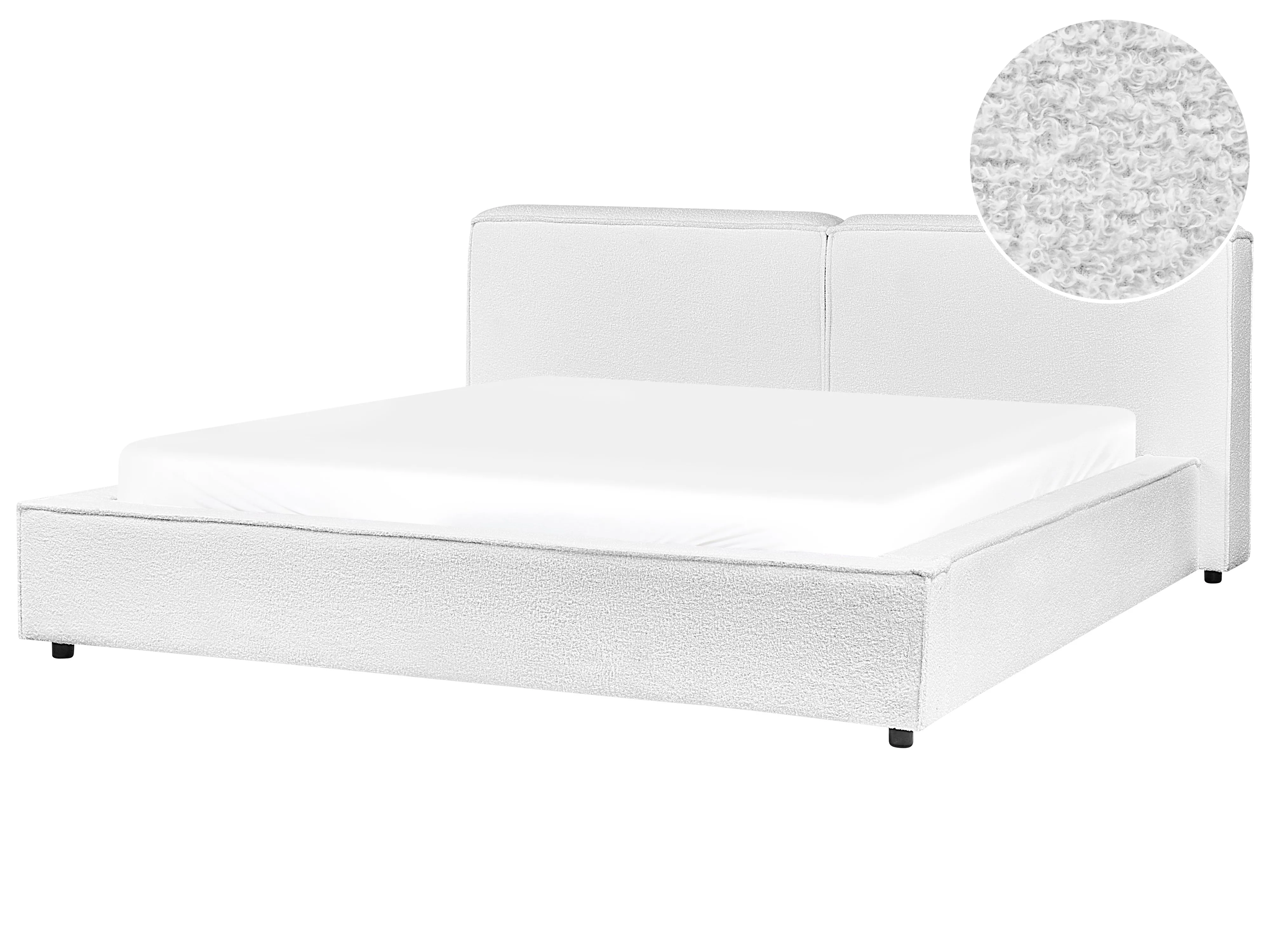 Bed Boucle LINARDS 180 x 200 cm (EU Super King) White