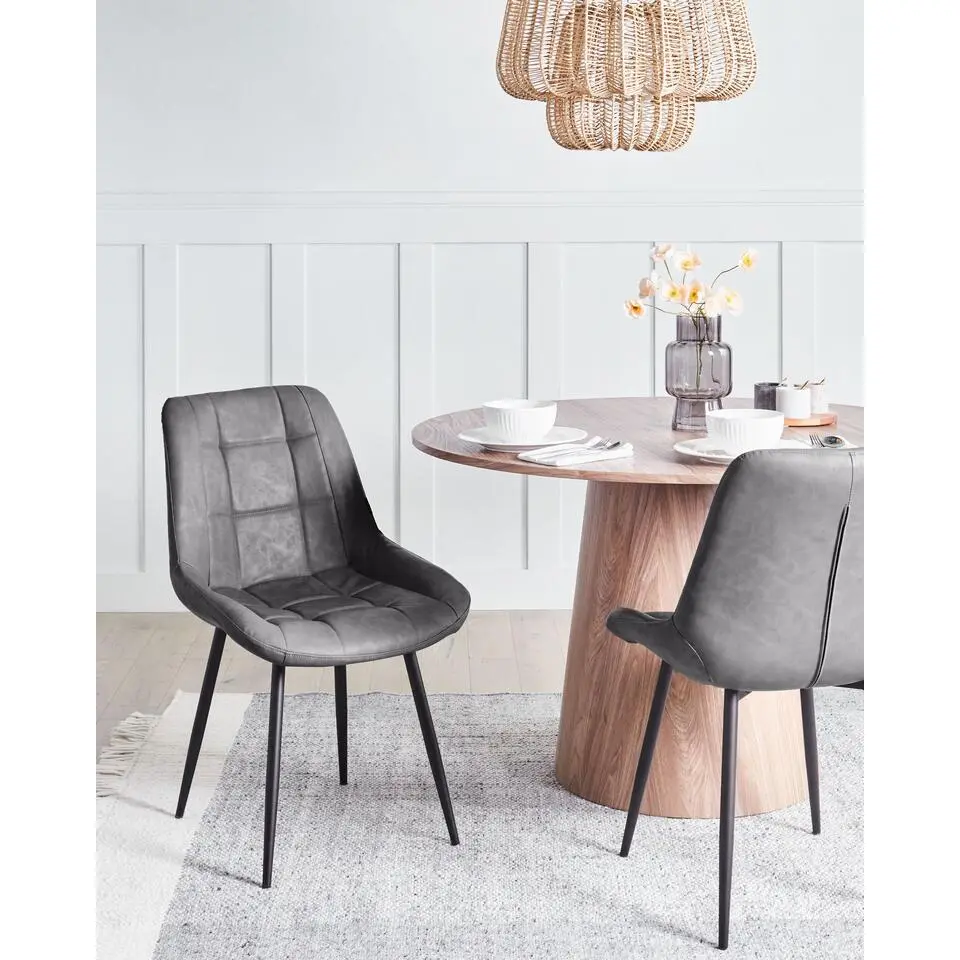 MELROSE - Eetkamerstoel set van 2 - Grijs - Kunstleer