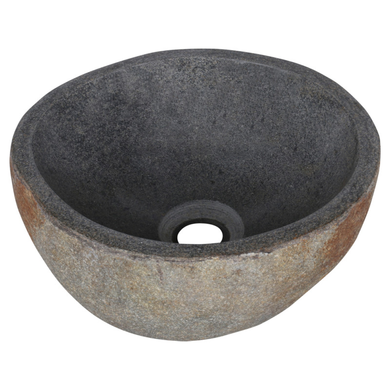 Vasque à poser Ruz ronde pierre de rivière Ø 25 x 11,5 cm DIFFERNZ