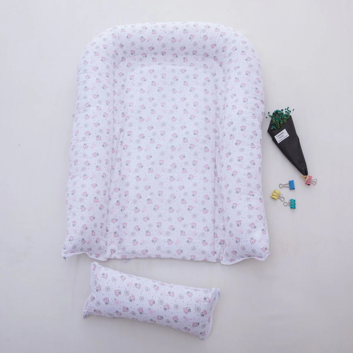 Portable Infant Lounger Bassinet Nest Bed Co-Sleeping Baby Cow Print