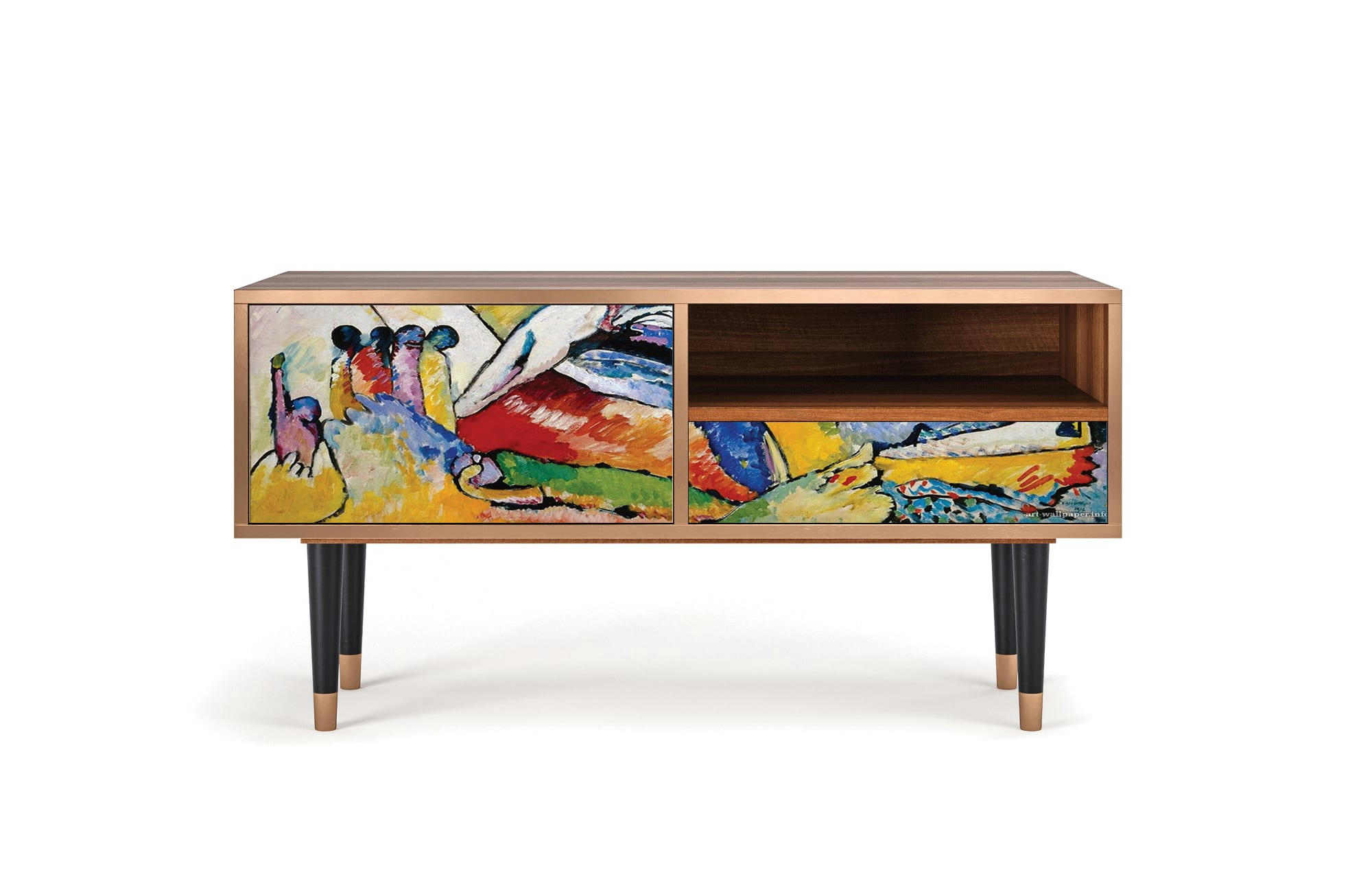 IMPROVISATION 26 BY WASSILY KANDINSKY - Meuble TV  multicolore 1 tiroir et 1 porte L 115 cm