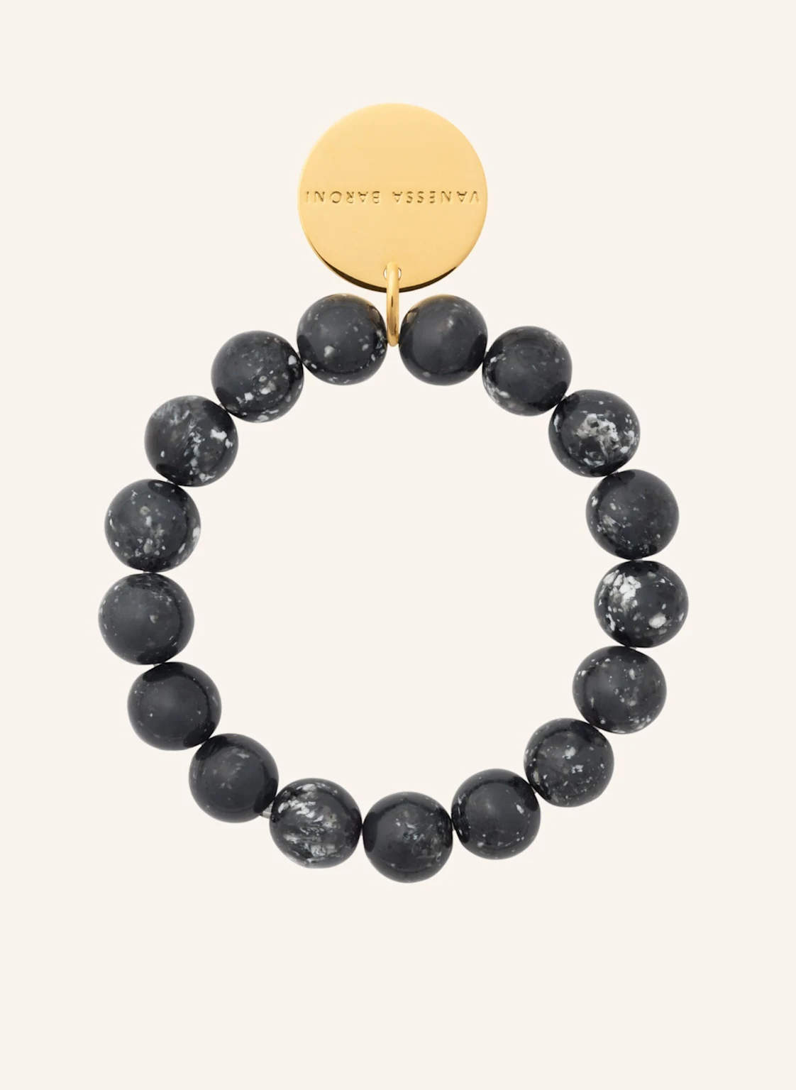 VANESSA BARONI Armbänder MINI BEADS FLEX BLACK MARBLE by GLAMBOU