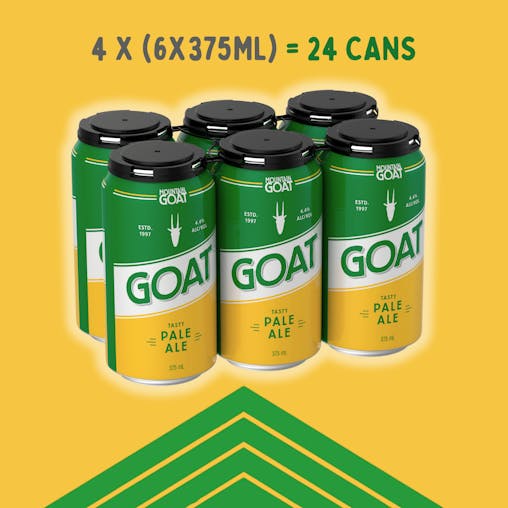 Mountain Goat Tasty Pale Ale, Crisp & Refreshing Full Bodied, Craft Beer, 4.4% ABV, 375mL (Case of 24 Cans)