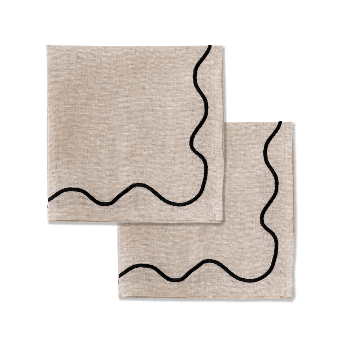 Kulu Club servetten Wavy - 100% linnen - beige - set van 2