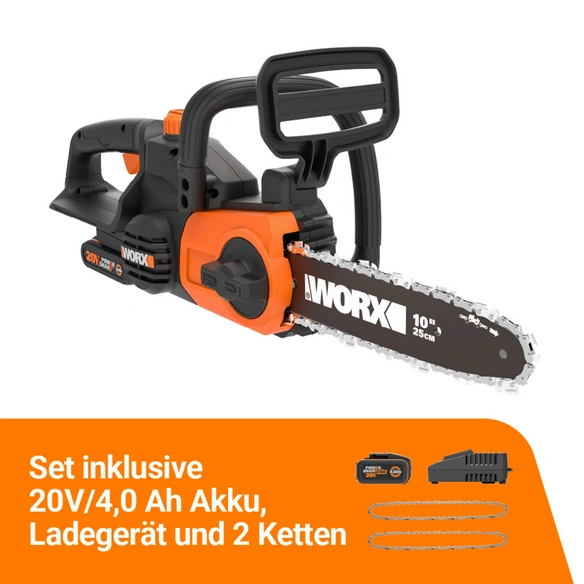 Akku-Kettensäge »WG322E.3«, 20 V, mit Akku und Ladegerät