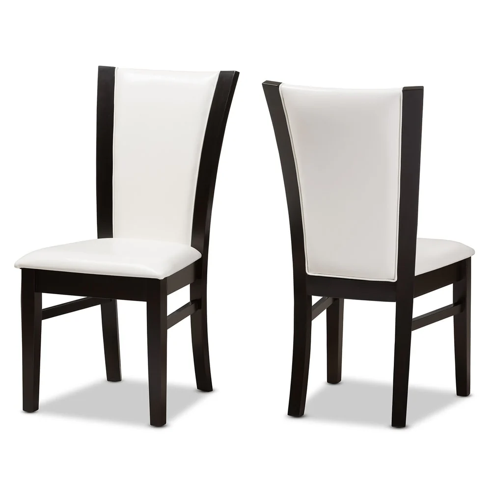 Contemporary White Faux Leather Dining Chair Set by Baxton Studio