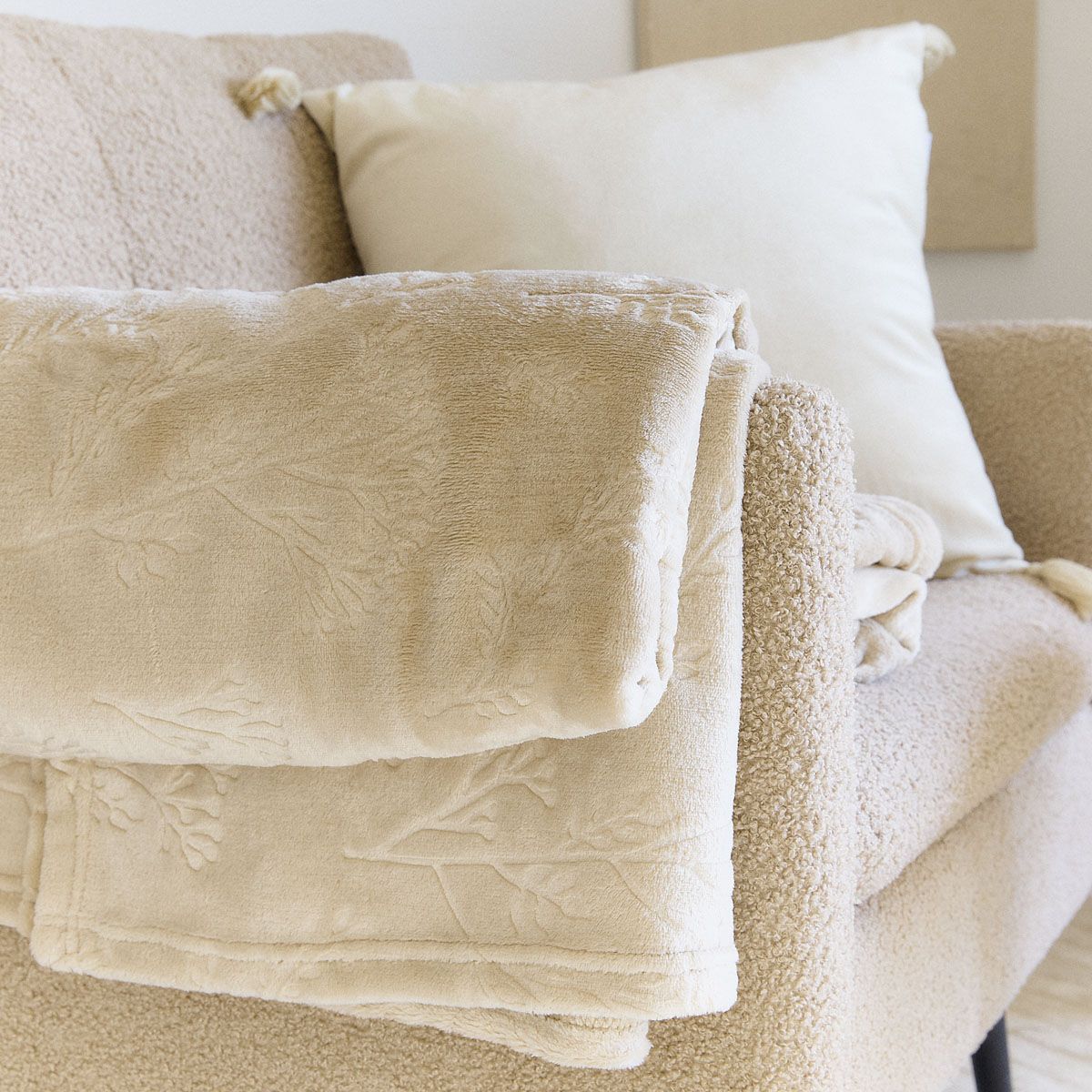 Koc MIRIMO w gałązki beżowy 150x200 cm